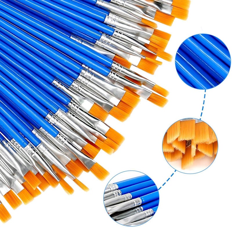 DOMMARE 30Pcs Small Paint Brushes Kids for Acrylics Painting, Flat Nylon Hair Paint Brush Bulk Handle Oil Watercolors Painting Brushes for Students, Children and Adult, Blue - Image 3